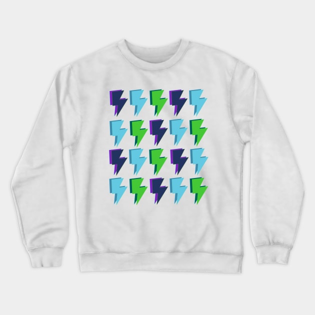 Green, Purple and Blue Lightning Bolts Crewneck Sweatshirt by OneThreeSix